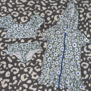 Girls size 5 bathing suit & cover up